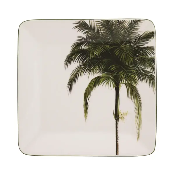 Bandeja Quadrada 20cm Porcelana Schmidt - Dec. Palmeira 2258