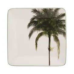 Bandeja Quadrada 20cm Porcelana Schmidt - Dec. Palmeira 2258