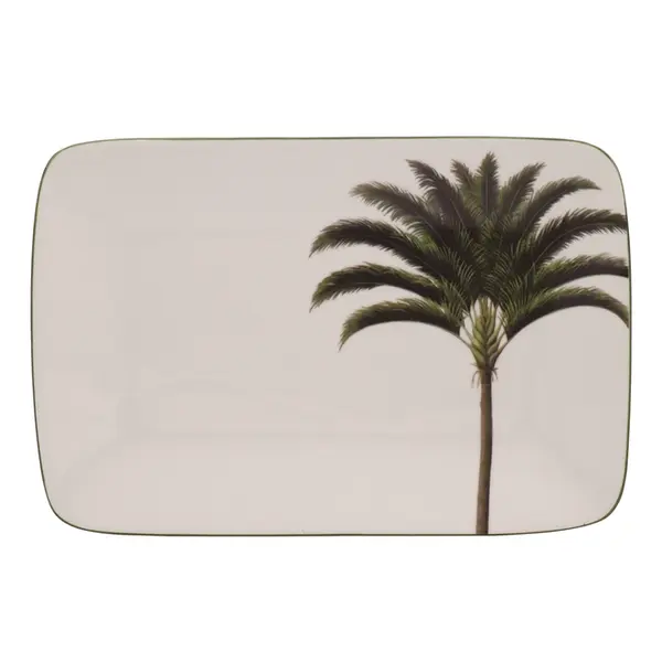 Bandeja Retangular 27cm Porcelana Schmidt - Dec. Palmeira 2258