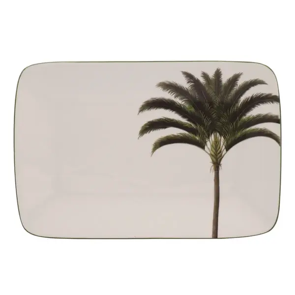 Bandeja Retangular 27cm Porcelana Schmidt - Dec. Palmeira 2258