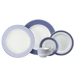 Aparelho Jantar e Chá 30 Peças Porcelana Schmidt - Dec. Paula 2265