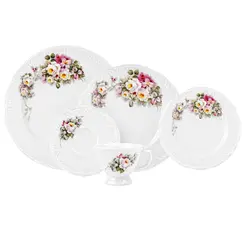 Aparelho Jantar e Chá 30 Peças Porcelana Schmidt - Dec. Eterna E351