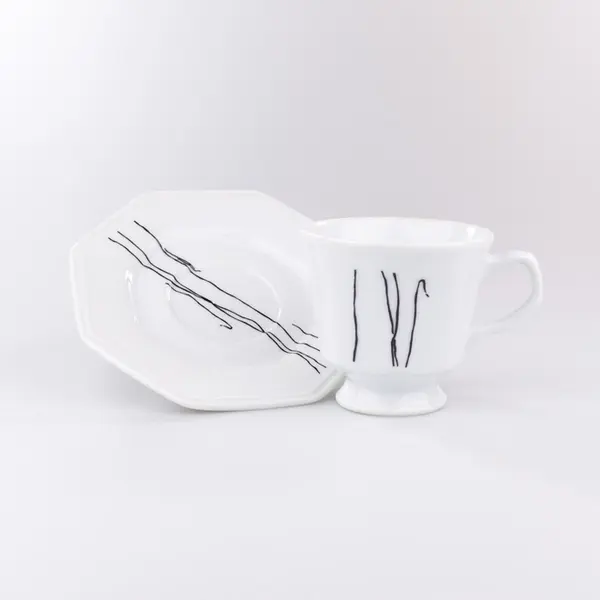 Xícara Chá Com Pires 200 ml Porcelana Schmidt - Dec. Ines