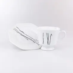 Xícara Chá Com Pires 200 ml Porcelana Schmidt - Dec. Ines