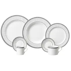 Aparelho Jantar Chá e Café 42 Peças Porcelana Schmidt - Dec. Aline 2263