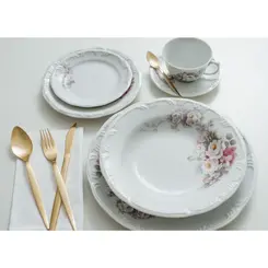 Xícara Chá Sem Pé Com Pires 200ml Porcelana Schmidt - Dec. Eterna E351