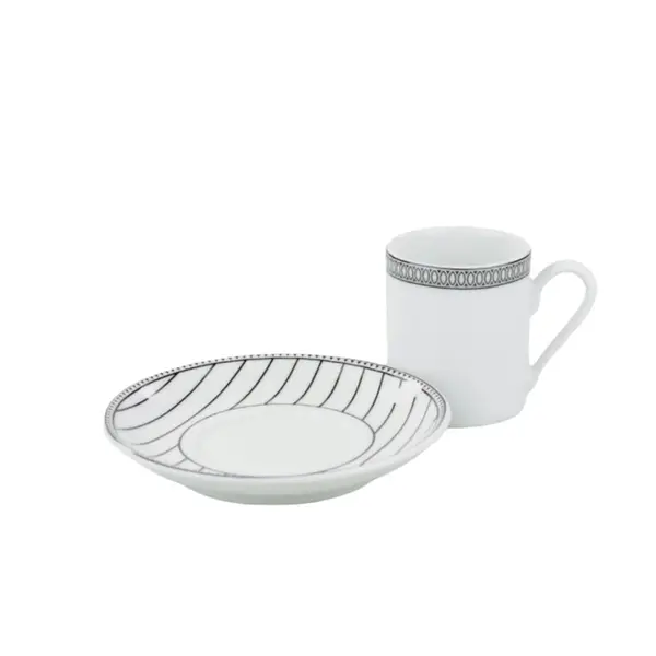 Xícara Café com Pires Porcelana Schmidt - Dec. Aline 2263