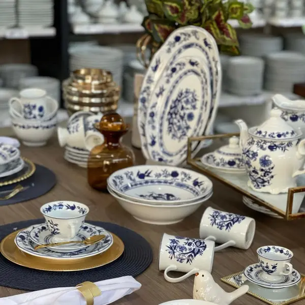 Travessa Rasa Oval 36cm Porcelana Schmidt - Dec. Cebolinha 2617
