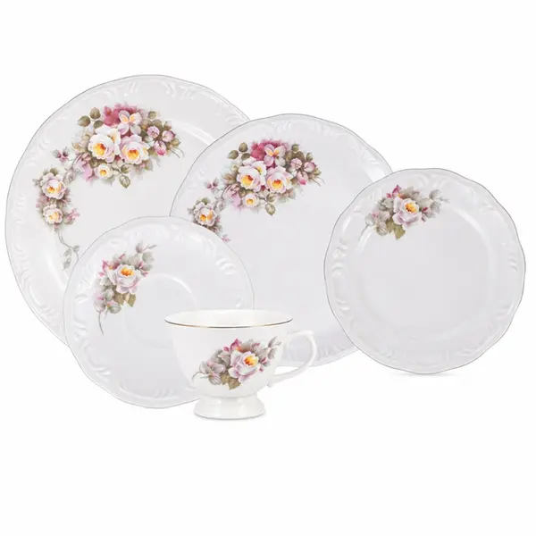 Aparelho Jantar e Chá 30 Peças Porcelana Schmidt - Dec. Vitoria 0397