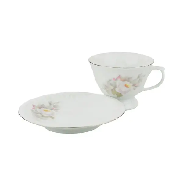Xícara Chá com Pires Porcelana Schmidt - Dec. Vitoria 0397