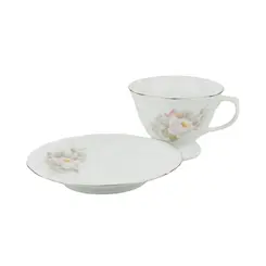 Xícara Chá com Pires Porcelana Schmidt - Dec. Vitoria 0397