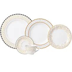 Aparelho Jantar e Chá 20 Peças Porcelana Schmidt - Dec. Araucária 2396