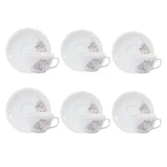 Conjunto com 6 Xícaras Chá sem Pé com Pires Porcelana Schmidt - Dec. Eterna E351