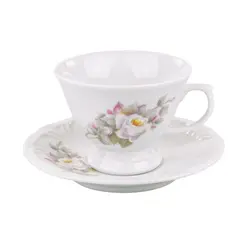 Xícara Chá com Pires Porcelana Schmidt - Dec. Eterna E351