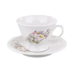 Xícara Chá Com Pires 200ml Porcelana Schmidt - Dec. Eterna E351