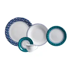 Aparelho Jantar e Chá 30 Peças Porcelana Schmidt - Dec. Itacaré 2400