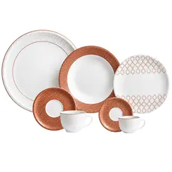Aparelho Jantar Chá e Café 42 Peças Porcelana Schmidt - Dec. Jericoacoara 2401