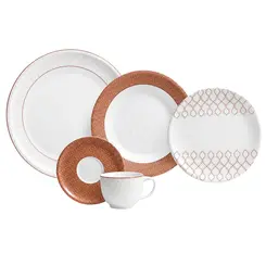 Aparelho Jantar e Chá 30 Peças Porcelana Schmidt - Dec. Jericoacoara 2401