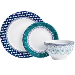 Aparelho com Bowl 18 Peças Porcelana Schmidt - Dec. Itacaré 2400