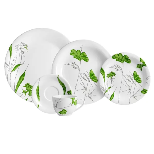 Aparelho Jantar e Chá 20 Peças Porcelana Schmidt - Dec. Caiobá
