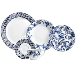 Aparelho Jantar e Chá 30 Peças Porcelana Schmidt - Dec. Tamandaré 2402