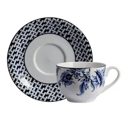 Xicara Chá com Pires Porcelana Schmidt - Dec. Tamandaré 2402