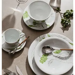 Aparelho Jantar e Chá 30 Peças Porcelana Schmidt - Dec. Caioba 2403