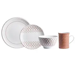 Aparelho com Bowl e Caneca 16 Peças Porcelana Schmidt - Dec. Jericoacoara 2401