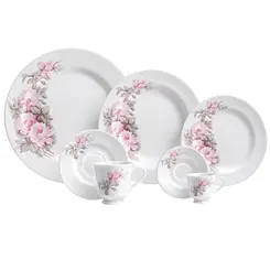 Aparelho Jantar Chá e Café 42 Peças Porcelana Schmidt - Dec. Maresias 2405