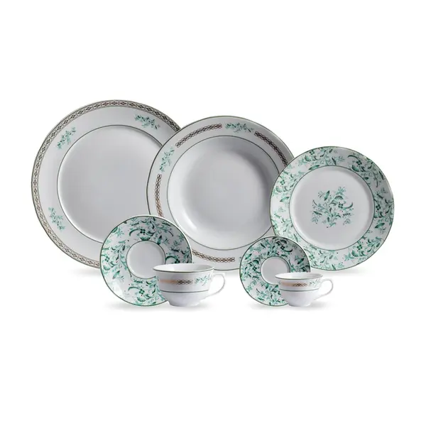 Aparelho Jantar Chá e Café 42 Peças Porcelana Schmidt - Dec. Búzios 2406