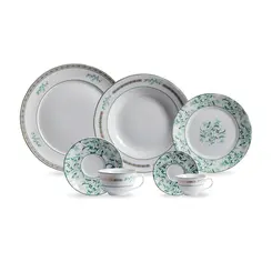 Aparelho Jantar Chá e Café 42 Peças Porcelana Schmidt - Dec. Búzios 2406