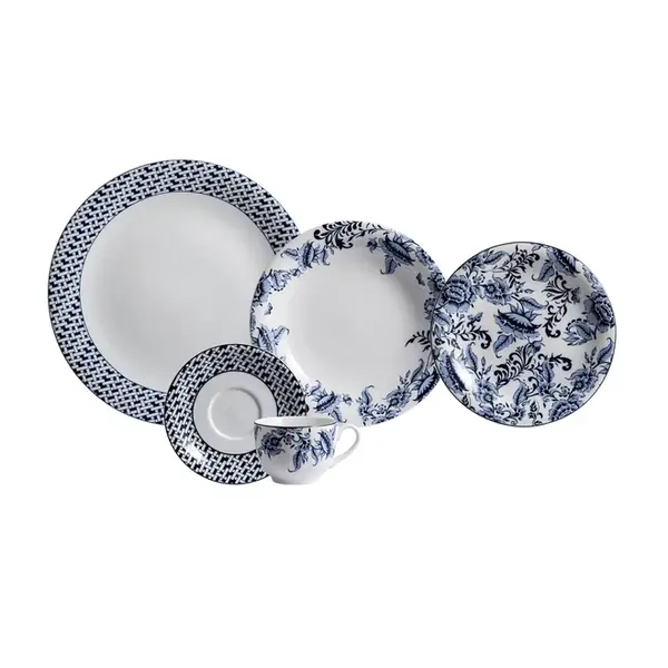 Aparelho Jantar e Chá 20 Peças Porcelana Schmidt - Dec. Tamandaré 2402