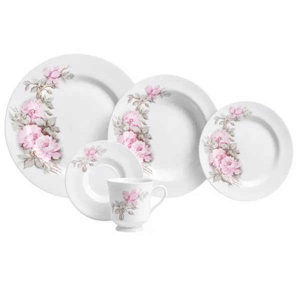 Aparelho Jantar e Chá 20 Peças Porcelana Schmidt - Dec. Maresias 2405