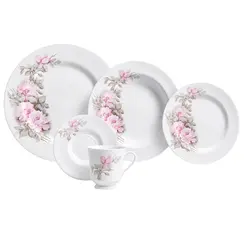 Aparelho Jantar e Chá 20 Peças Porcelana Schmidt - Dec. Maresias 2405