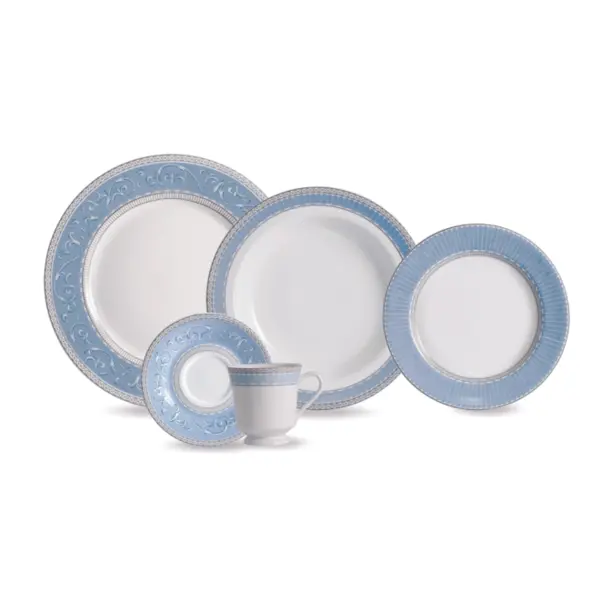Aparelho Jantar e Chá 30 Peças Porcelana Schmidt - Dec. Diva 2276