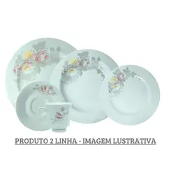 Aparelho Jantar e Chá 20 Peças Porcelana Schmidt - Dec. Romantica 2ª LINHA E005