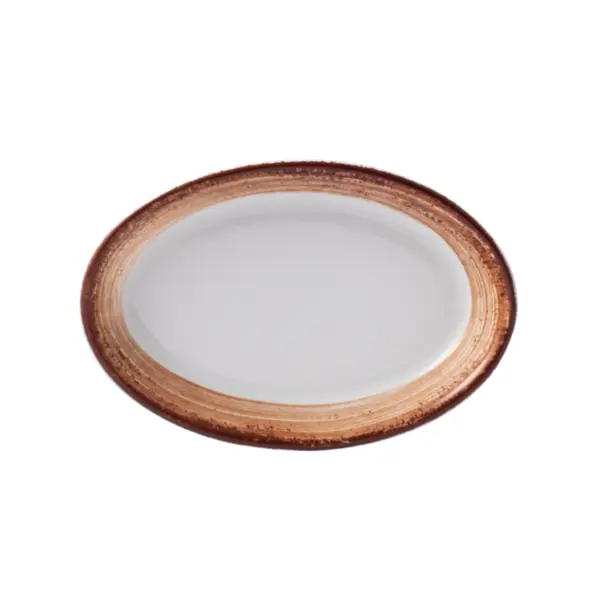Travessa Rasa Oval 17cm Porcelana Schmidt - Dec. Esfera Marrom 2415