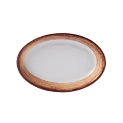 Travessa Rasa Oval 17cm Porcelana Schmidt - Dec. Esfera Marrom 2415