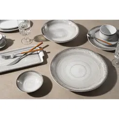 Aparelho Jantar e Chá 20 Peças Porcelana Schmidt - Dec. Esfera Cinza 2416