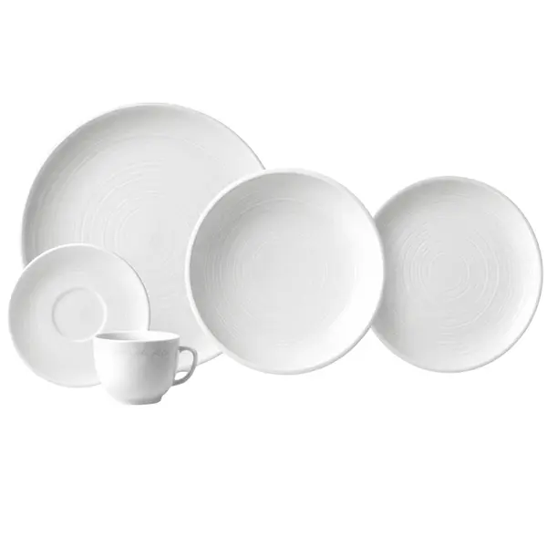 Aparelho Jantar e Chá 20 Peças Porcelana Schmidt - Dec. Artesanal 2412