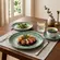 Aparelho Jantar e Chá 30 Peças Porcelana Schmidt - Dec. Esfera Verde 2418