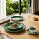 Aparelho Jantar e Café 20 Peças Porcelana Schmidt - Dec. Esfera Verde 2418