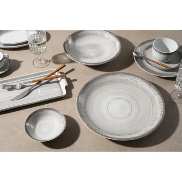 Prato Risoto Porcelana Schmidt - Dec. Esfera Cinza 2416