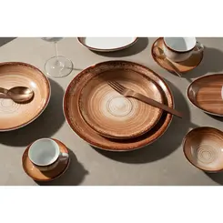 Aparelho Jantar e Café 20 Peças Porcelana Schmidt - Dec. Esfera Marrom 2415