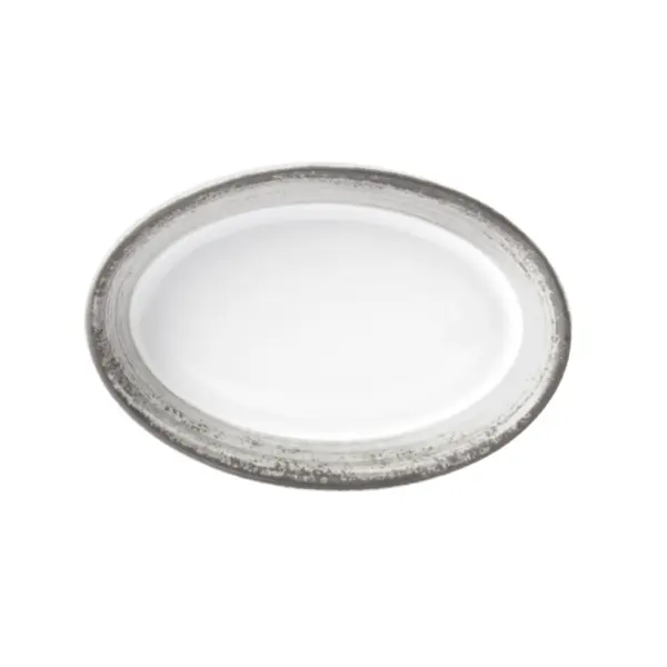 Travessa Rasa Oval 17cm Porcelana Schmidt - Dec. Esfera Cinza 2416