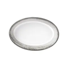 Travessa Rasa Oval 17cm Porcelana Schmidt - Dec. Esfera Cinza 2416