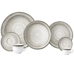 Aparelho Jantar Chá e Café 42 Peças Porcelana Schmidt - Dec. Artesanal 2412