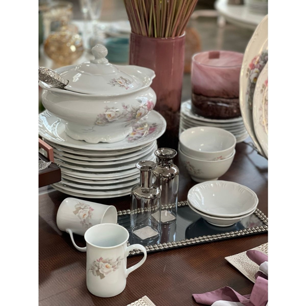 Jogo Jantar Chá e Café 42 Peças Eterna Porcelana Schmidt no Shoptime