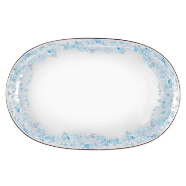 Travessa Rasa Oval 36cm Porcelana Schmidt - Dec. Sensile Blu 2424