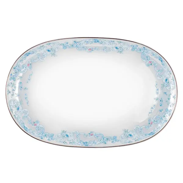 Travessa Rasa Oval 36cm Porcelana Schmidt - Dec. Sensile Blu 2424